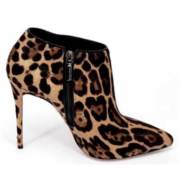 NIB Dolce and Gabbana Leopard Print Leather Women 7 US 37 EUR Ankle Heeled Boots - Picture 2 of 11